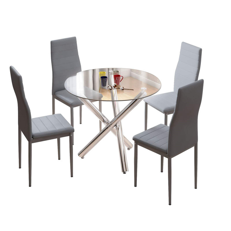 Caniesha 4 - Person Dining Set, Gray, White