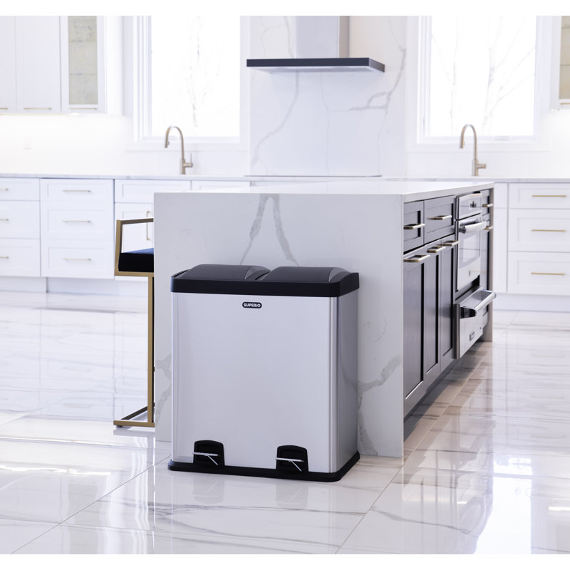 Poubelle et poubelle de recyclage multi-compartiments en acier inoxydable 16 gallons Superio
