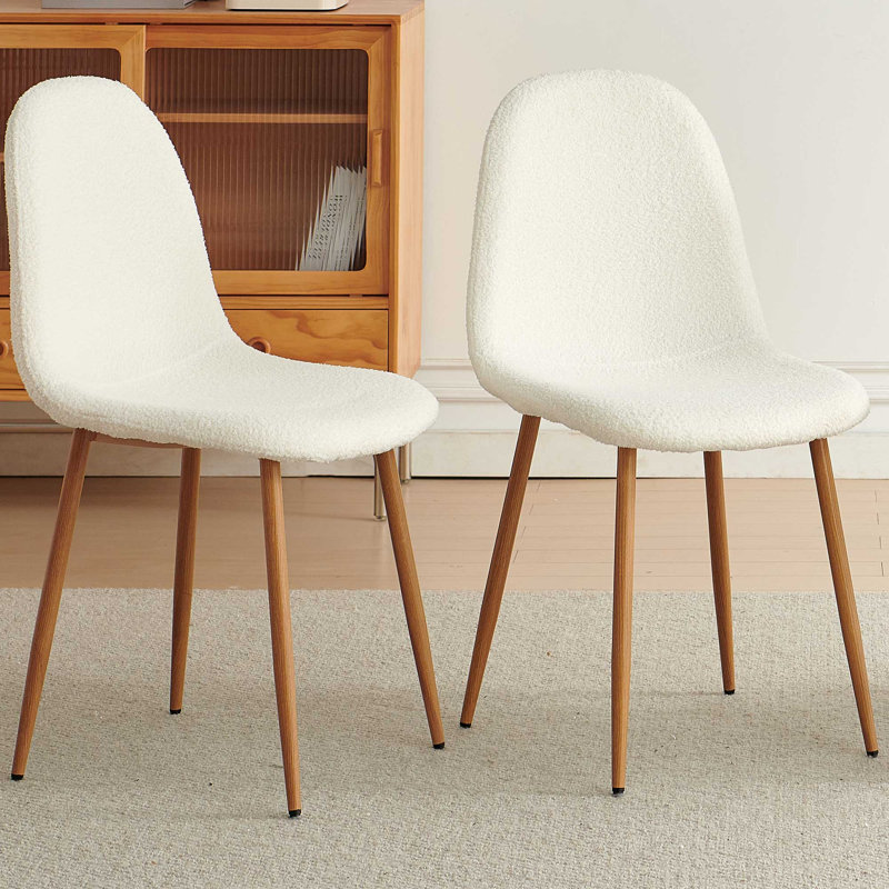 Dining Table Set for 4, Mid Century Modern 47 Inch Wooden Round Dining Table Set, Space Saving (Table + 4 White Chairs)