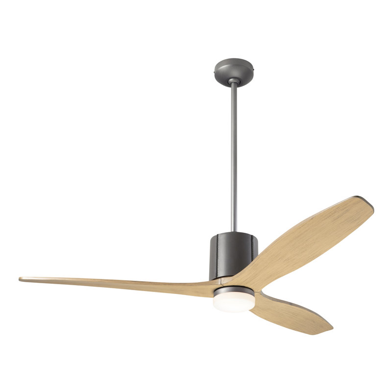 LeatherLuxe 54'' Ceiling Fan with LED Lights, Graphite/Gray, Maple, Wall/Remote Combo Controls