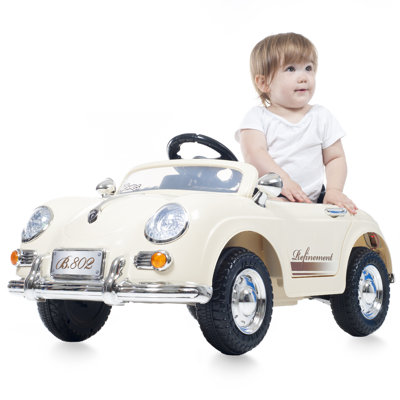 Kids Ride on Car avec télécommande - Voiture pour tout-petits classique pour enfants de 3 à 6 ans - 6 V à piles avec lumières et port AUX, Kids Ride on Jouets par Lil 'Rider (crème)