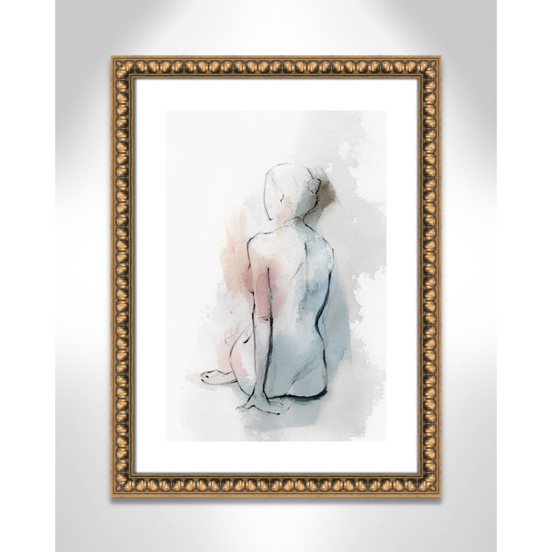 «Pastel Woman II» par Isabelle Z - reproduction d'art, Papier avec cadre à perles dorées, H 23 po x l 17 po x P 1,13 po