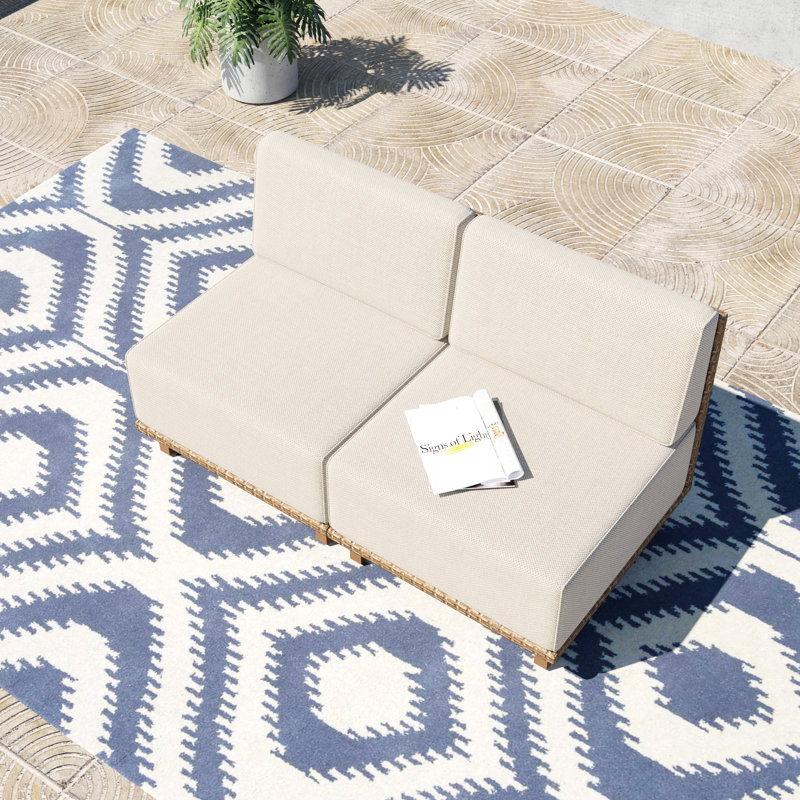 Wicker Outdoor Modular Armless Patio Chair with Cushions