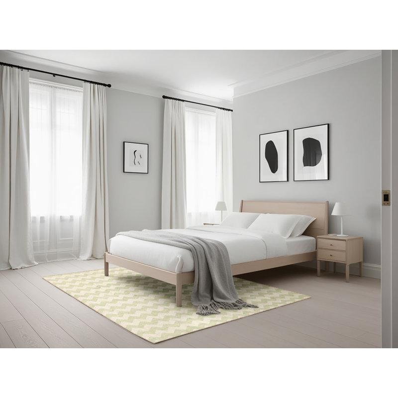Tapis à chevrons beige / gris, Rectangle 5 pi x 7 pi
