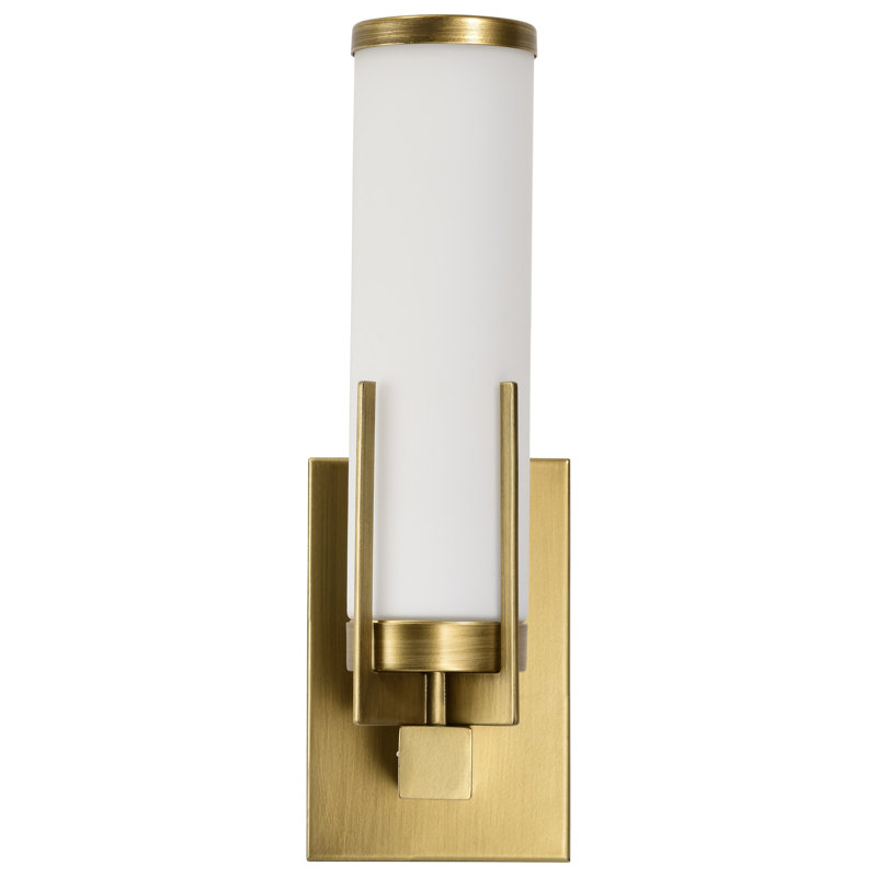 Dyfan - Meuble-lavabo 1 lumière avec verre blanc, Laiton naturel