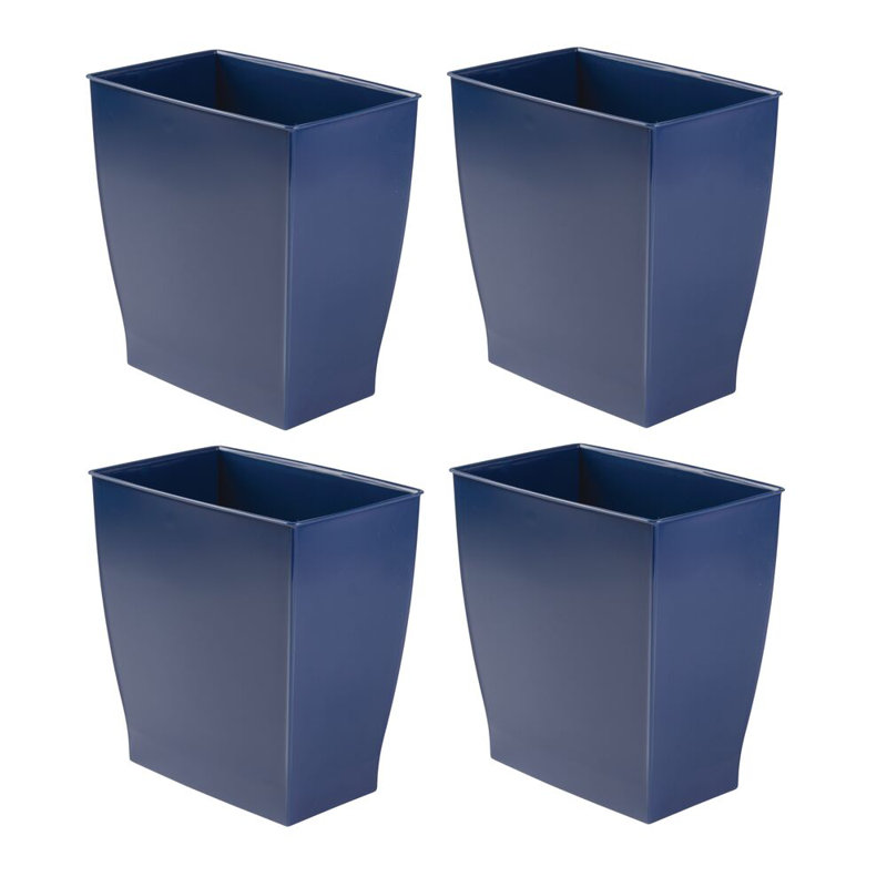 iDesign Set of 4 Small Rectangular Bathroom Trash Cans, Blue