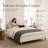  Queen Size French Retro Wingback Bed Frame, Teddy Fabric Upholstered, Sturdy Slat Support, No Box Spring Needed, Easy Assembly, Beige-1469637796-1469637850