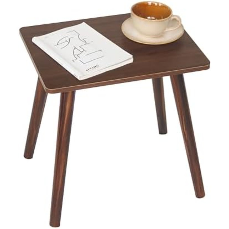 Petite table d'appoint de style moderne du milieu du siècle, idéale pour le salon ou le lit. Table de chevet en bois massif, couleur noyer brun, parfaite pour la chambre, le bureau ou les petits espaces.