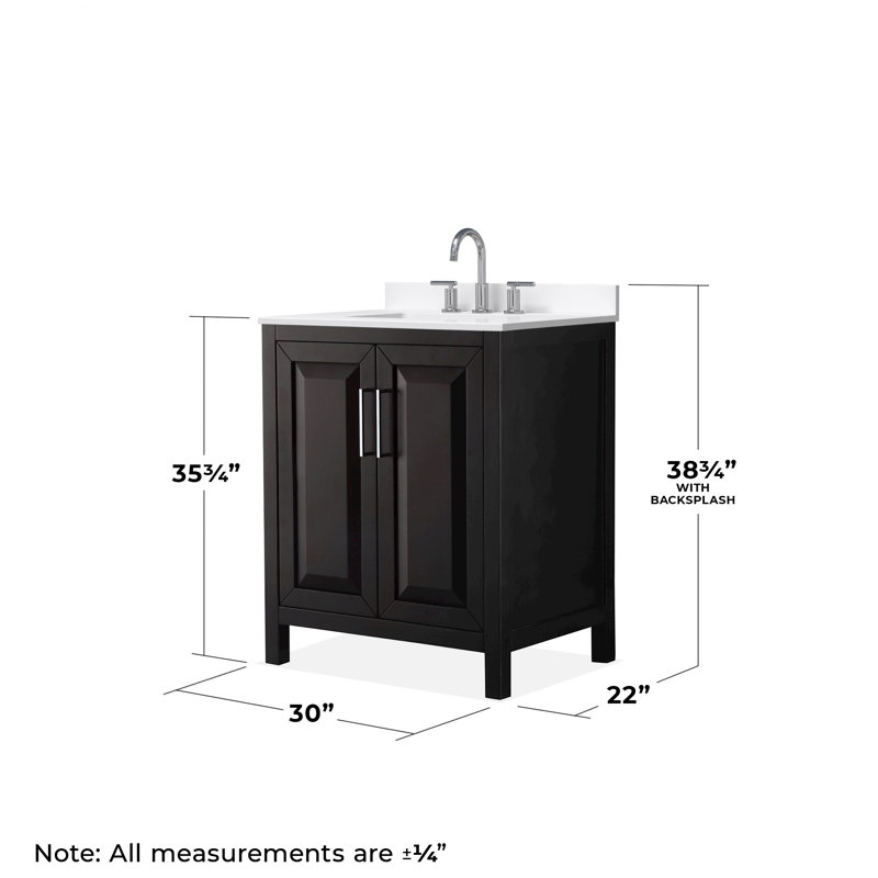 Daria 30'' W Vanity, White Quartz, Brown, Polished Chrome