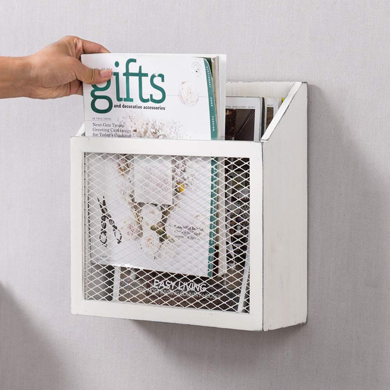 Solid Wood Free Standing Magazine Rack, White