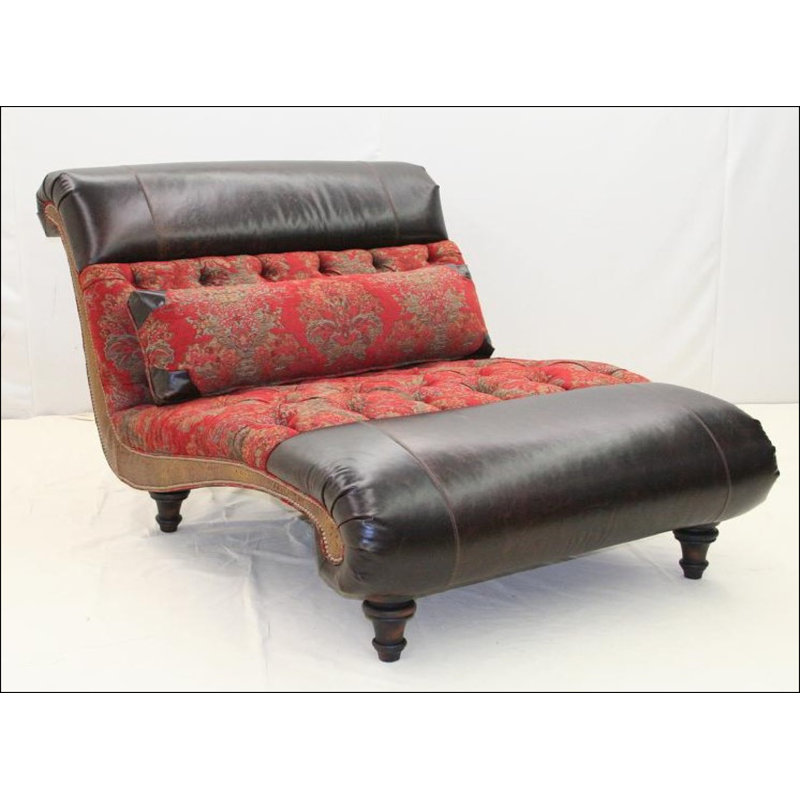 Leather Chaise Lounge, Cortina 1180 Charcoal Grey, French Dark Cherry, Old Silver