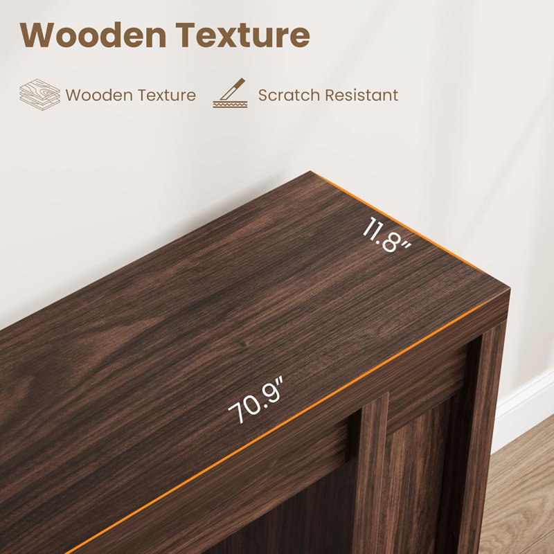 70.8" Console Table, Modern Entryway Hallway Table, Thick Wood Sofa Table, Brown