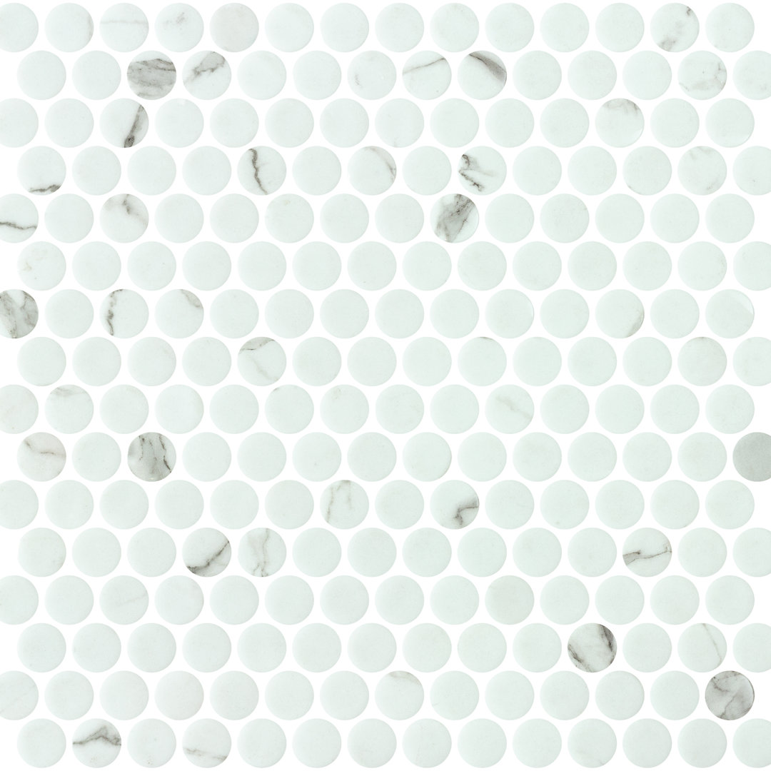 Onix Penny Round Hera Matte Glass Marble Look Mosaic Encore Surfaces