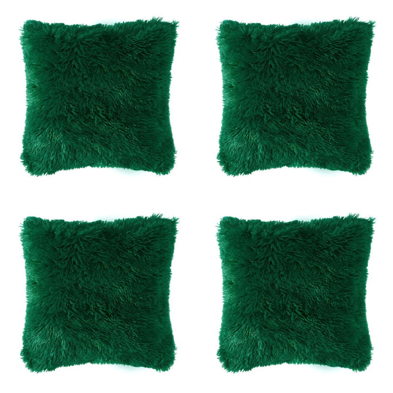 Coussin décoratif réversible en fausse fourrure, Vert foncé