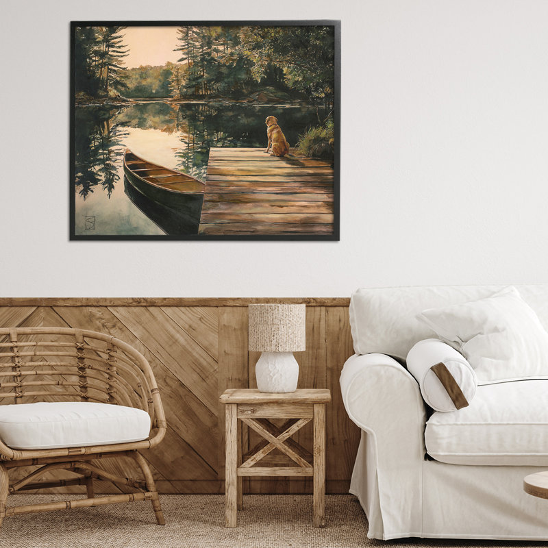 «Lake Life at Sunset», estampe numérique, design par Sara Culpepper, H 24 po x l 30 po, Giclée encadrée noir minuit
