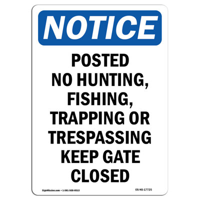 Posted No Hunting Fishing Trapping Sign