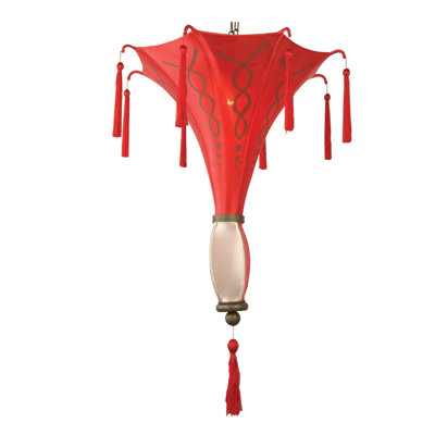 Traditional 1 Light Linen Fabric Chandelier