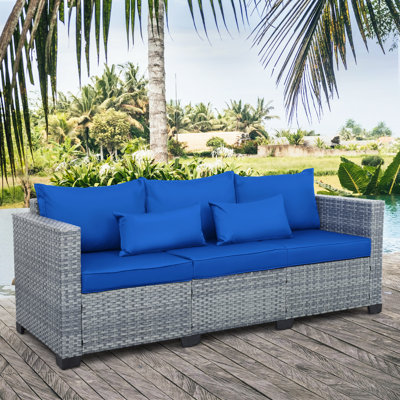 Outdoor Couch Patio 3 Seater Sofa Deep Seat High Backrest Waterproof Cover and Anti-Slip Cushions -  Latitude Run®, 4C8CB46AE07343F98A287D7F2271E0BE