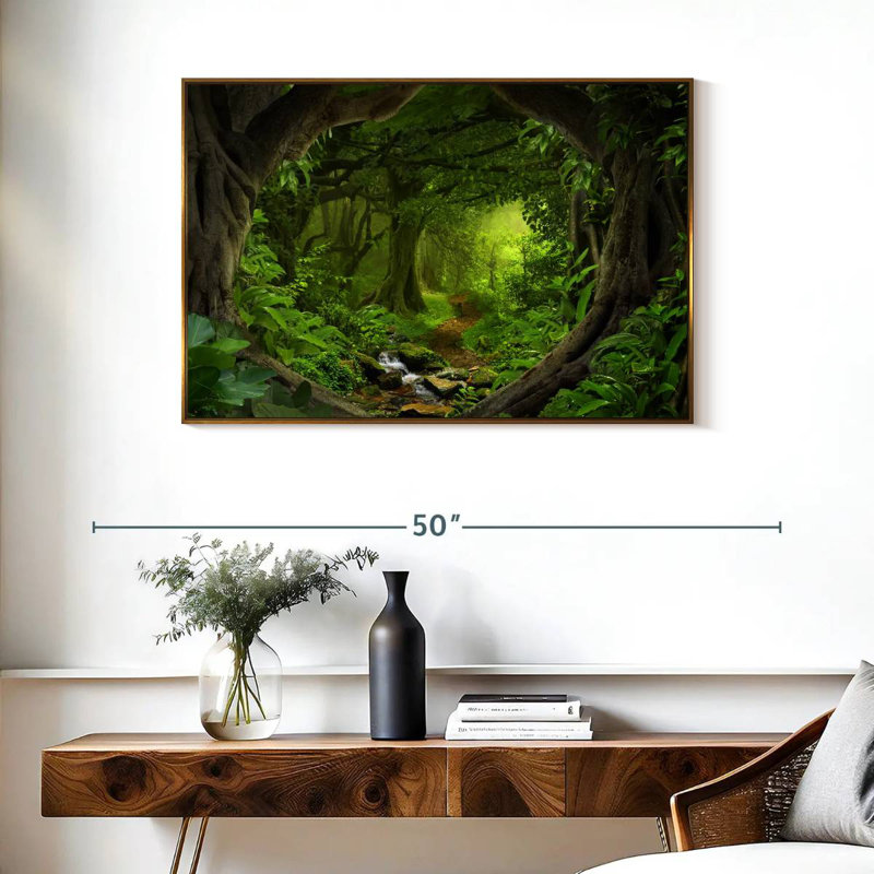 Jungle tropicale du sud-est asiatique, Cadre flottant doré, 37 po x 25 po
