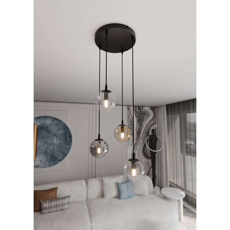 Cadesha 4 - Light Black Cluster Pendant, Graphite/Amber/Transparent