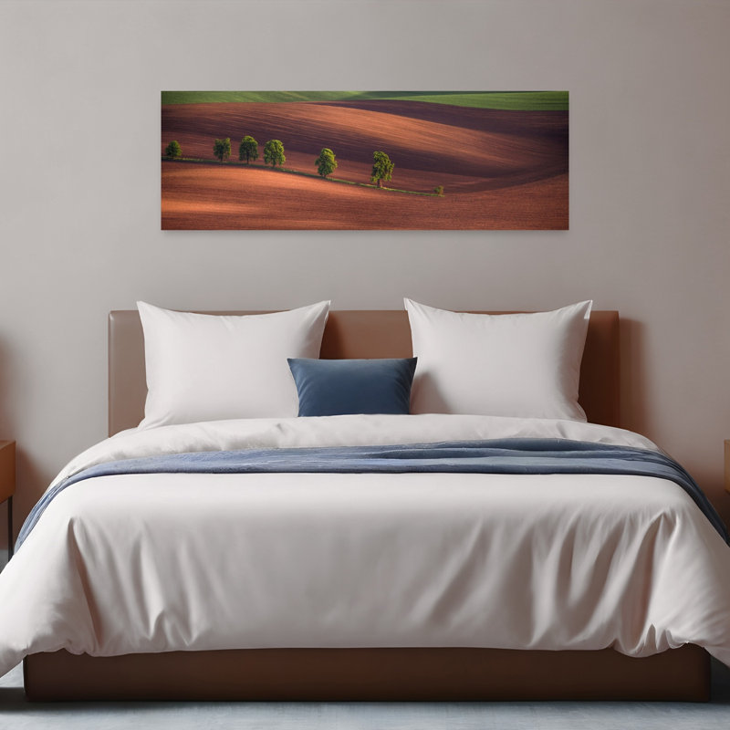 «Rolling Farmland Trees Peaceful Serene Tranquil Landscape Nature», art mural, H 48 po x l 16 po