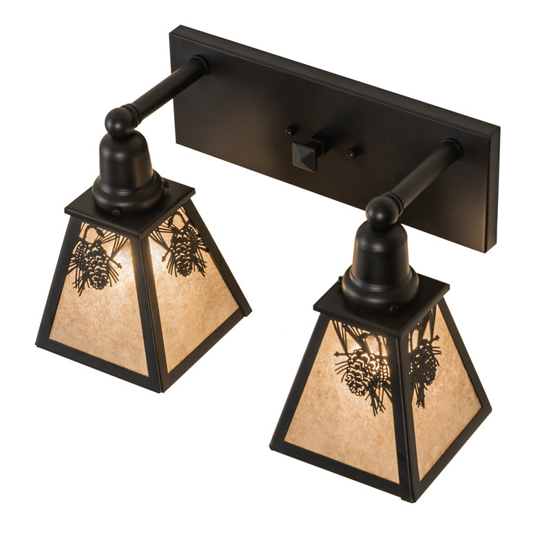 - Light Vanity Light, 10.5" H x 17" W x 8.5" D, Silver, Satin Black Wrought Iron