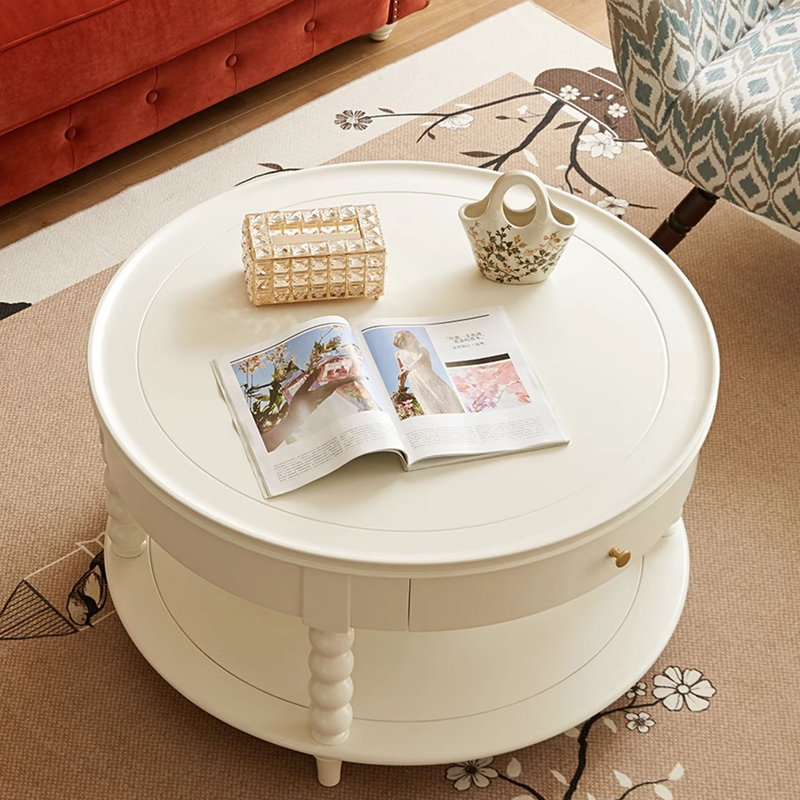 Table de bout ronde Crème fraiche, H 19,1 po x L 39,4 po x l 39,4 po