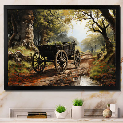 Brown Old Cart Cart Path - Old American Cart Printed Canvas Art