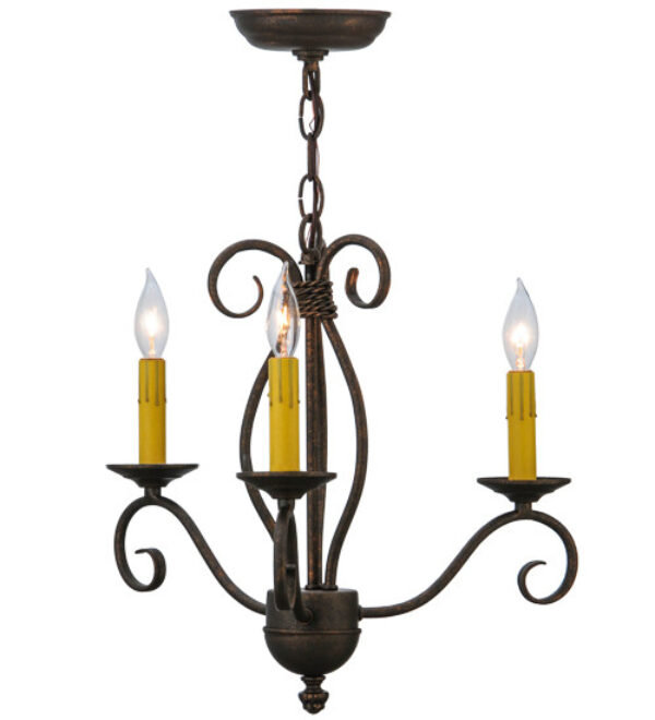 Lustre traditionnel à 3 lumières de style bougie Sienna, Cuivre rouille de qualité supérieure, Parchemin céladon vieilli