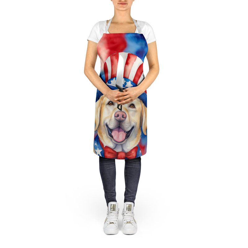 Patriotic American Apron, Brown/White Labrador Retriever