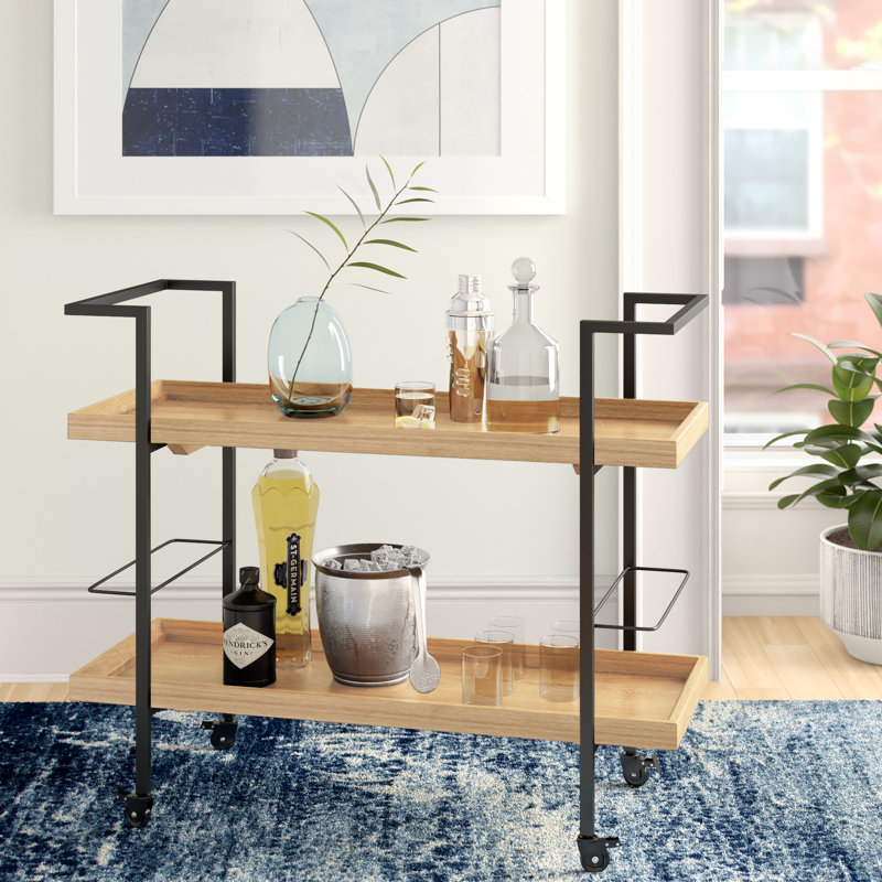 Emer Metal Bar Cart, Natural