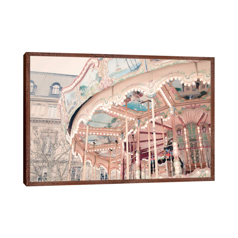 Parisian Carousel by Ruby And B - Print on Canvas, 101.6 cm H x 66.04 cm W, Classic Brown Wood Framed