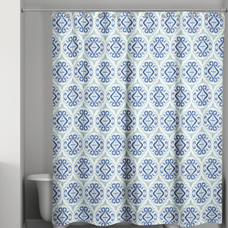 Langridge Geometric Single Shower Curtain, Blue Geometric 2