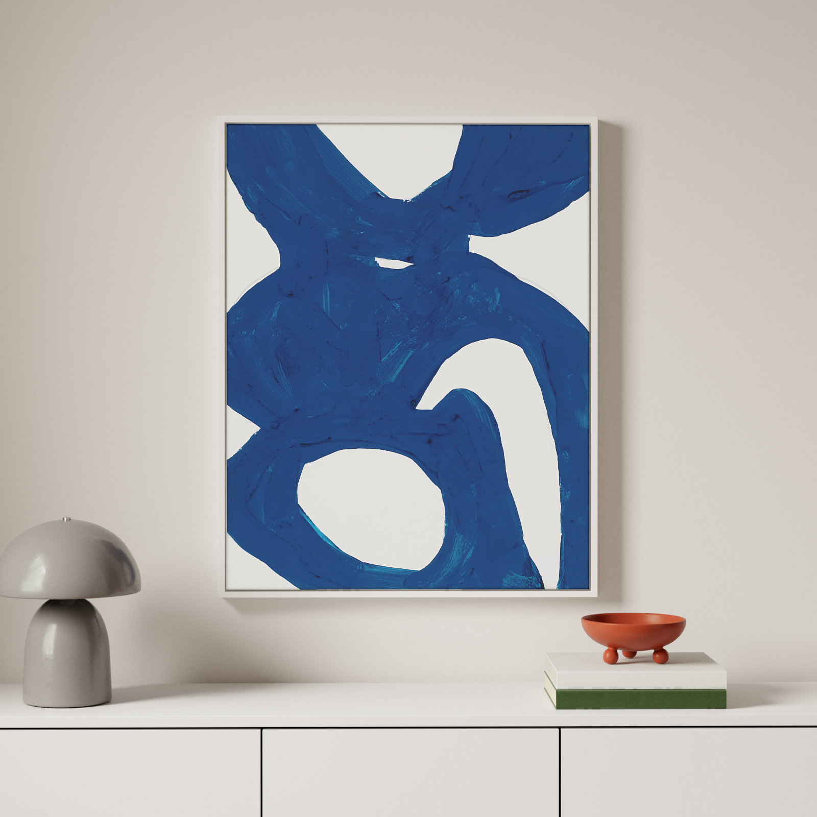 Blue Harmony 1 by Andrea Stokes, White Framed, 38" H x 30" W x 1.375" D