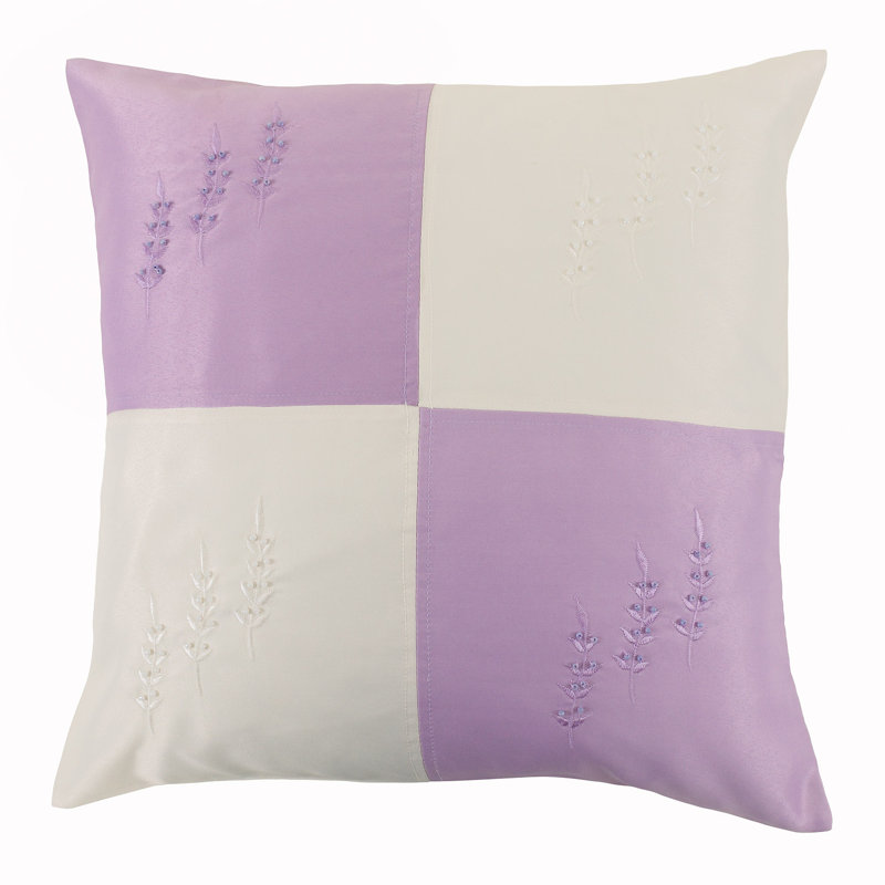 Floral Square Cushion Cover, Purple/Beige