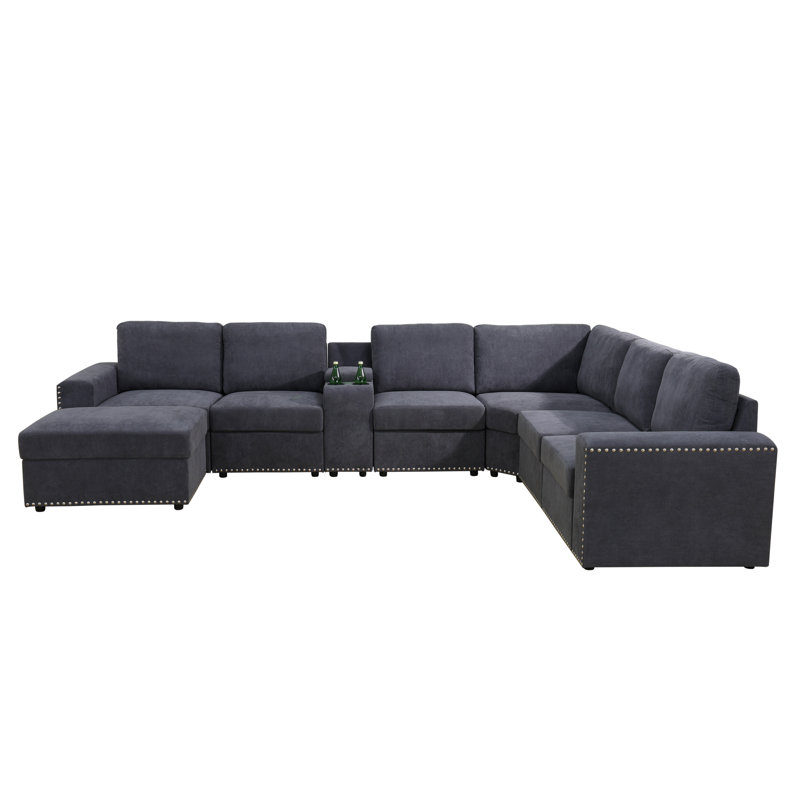 Kaczor 8 - Piece Upholstered Sectional, Gray Flannel