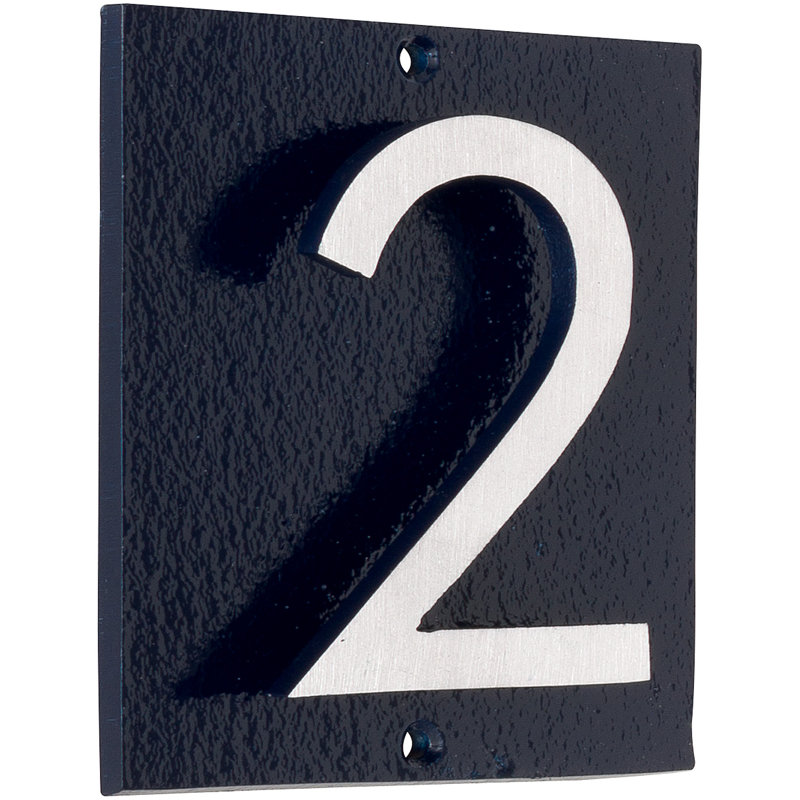 Plaque d’adresse murale sur 1 ligne flottante, Bleu marine, Nickel satiné deux tons, Oui