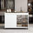  Multi-Functional Storage Island Vanity Console with Glass Display Shelves and Reversible Top, White