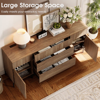 Lepe 63" W Wooden Reeded Sideboard