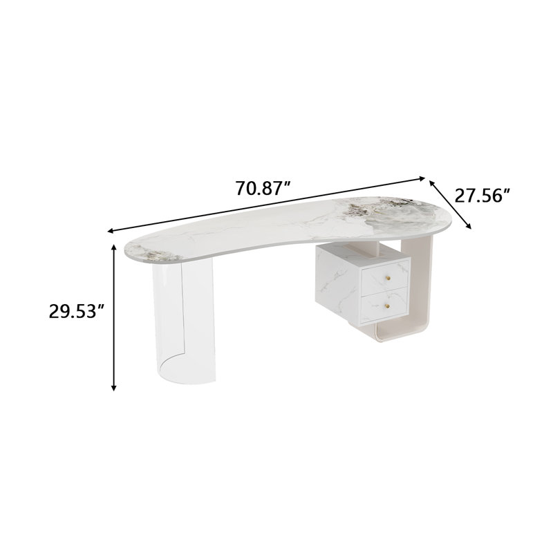 Bureau blanc 70,87 po, 29.53" H x 70.87" W x 27.56" D