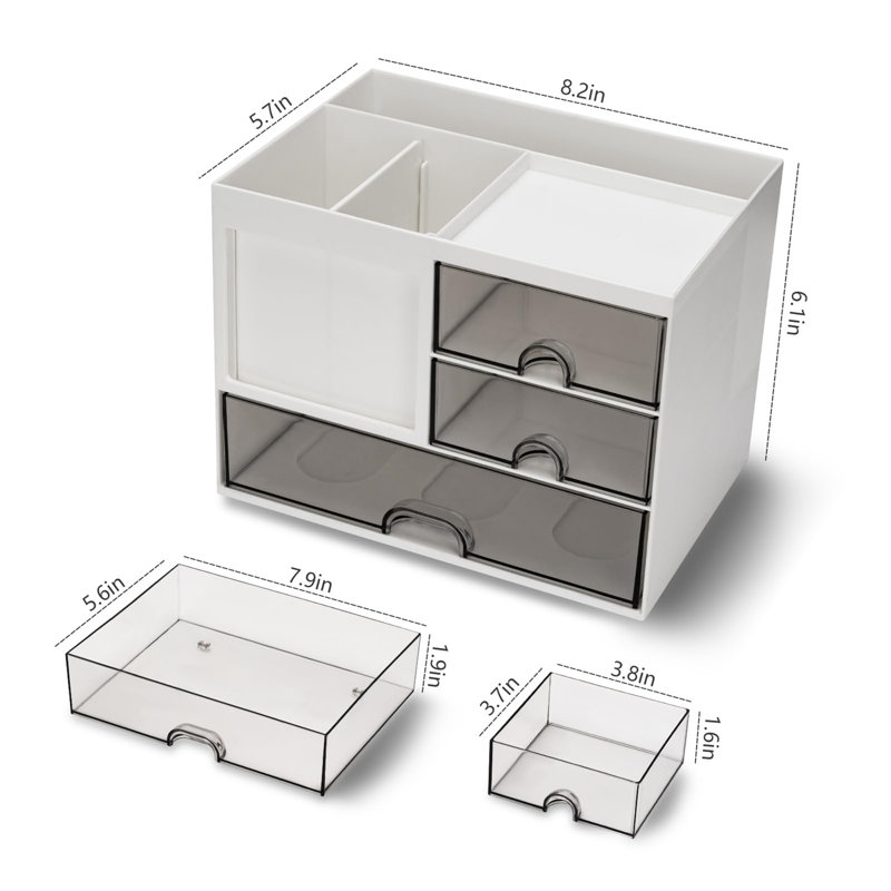Bavani Plastic Desk Organiser, White
