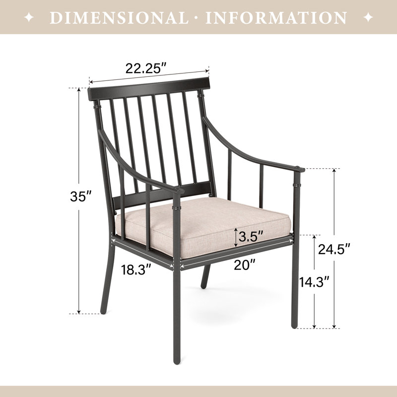 Chaise de patio en acier thermolaqué avec coussin Mcgahan