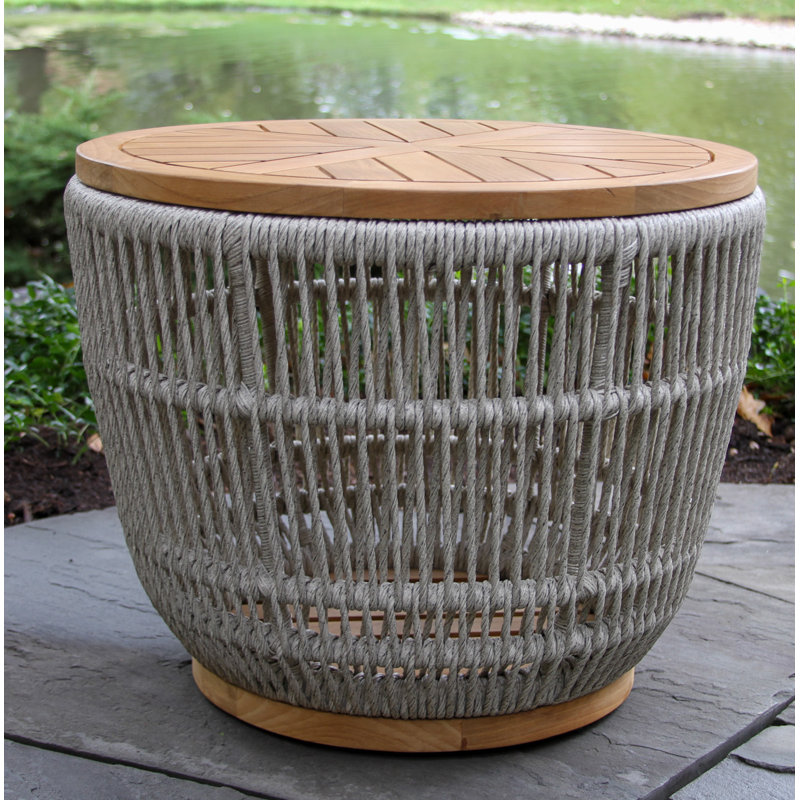 Fiore Round Wicker Outdoor Side Table , 24'' in. W 24'' in. D