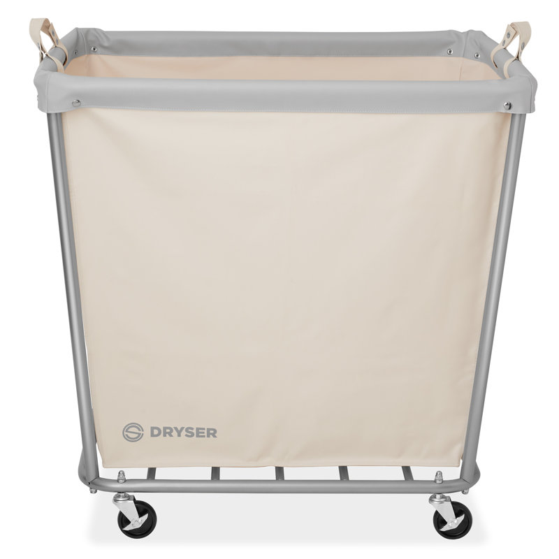 Metal Laundry Cart with Wheels, White