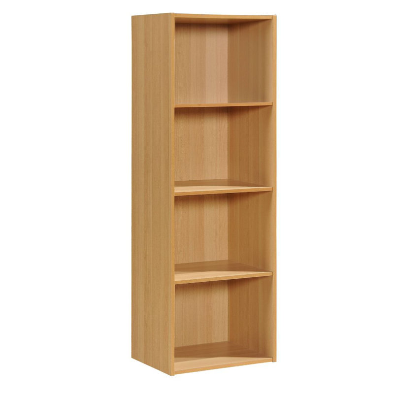 Bibliothèque haute avec rangement ouvert pour la maison ou le bureau, Hêtre, (4 tablettes) H 47,3 po x l 15,9 po x P 11,7 po