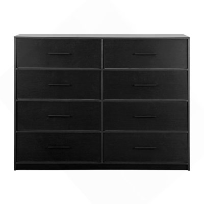 Commode 8 tiroirs avec grands tiroirs en tissu, noir