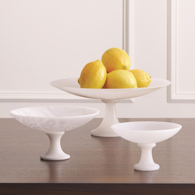 Alabaster Compote, 4.25" H x 8" W x 8" D