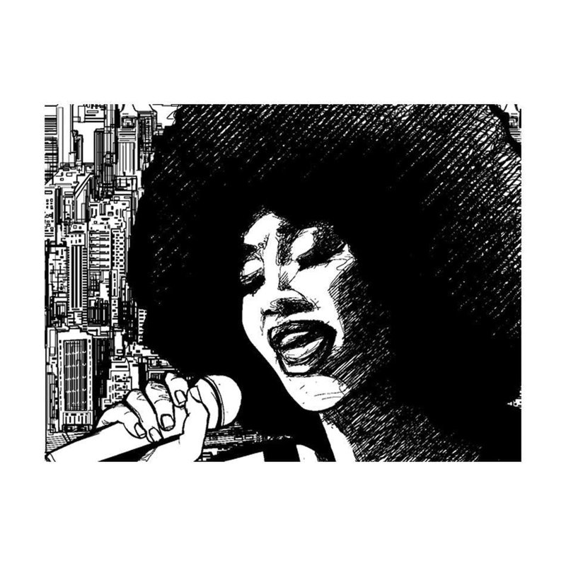 Murale chanteuse Darick, L 90 po x l 118 po