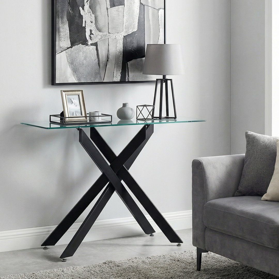 115cm Glass Top Console Table