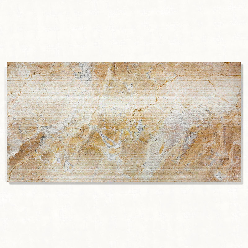Marbre naturel 12 * 24, pour mur, fini texturé FS, marbre cannelé 3D, pierre naturelle, 1 boîte de 4 pièces, Beige/or